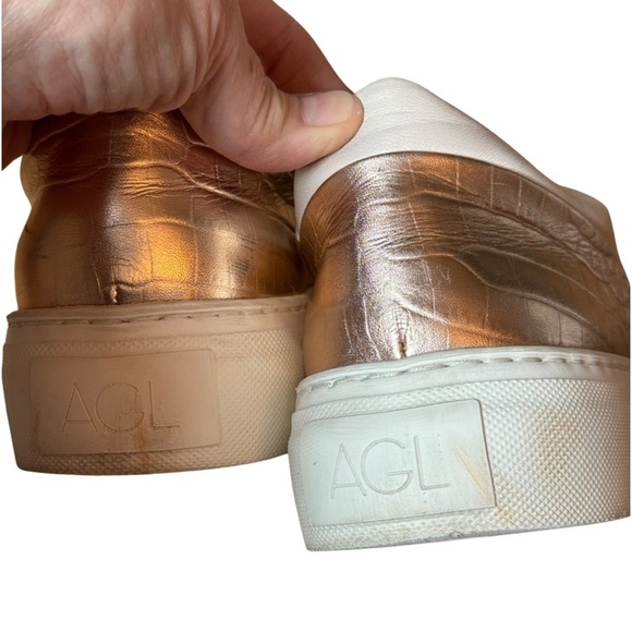 AGL Leather Platform Sneakers Blush Pink Casual Attilio Giusti Leombruni Sz 40.5 - Picture 10 of 16